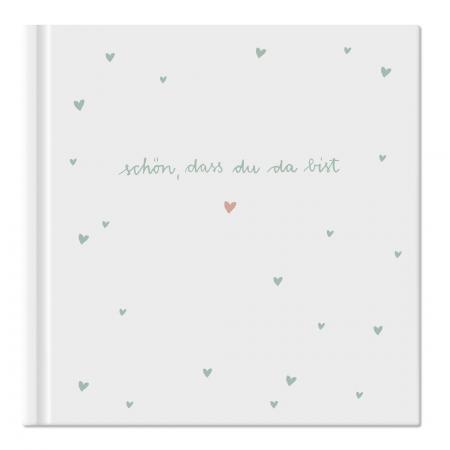 Hochzeitsgästebuch Weiß Grün Rosa, schlichtes Kalligrafie Design, Hardcover Gästebuch